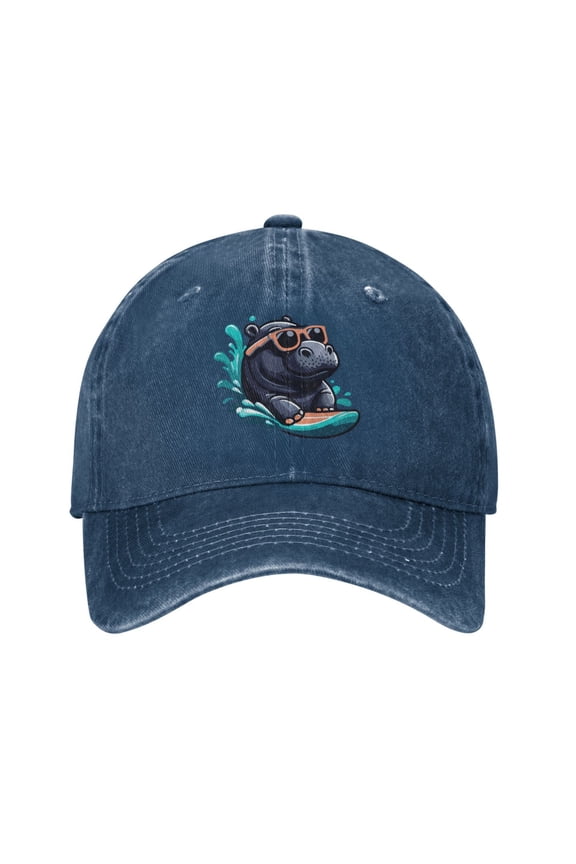 Hippo With Sunglasses Merch Logo Adult Adjustable Classic Washed Casquette Cap Hat Baseball Cap For Man For Woman