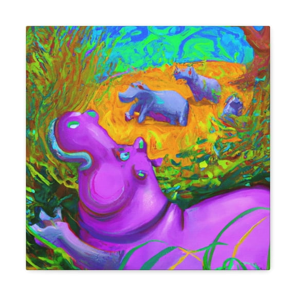 "Hippo by Moonlight" - Canvas