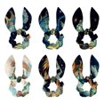 Hippocampus 6Piece Polyester Hair Tie Set with Detachable Rabbit Ears
