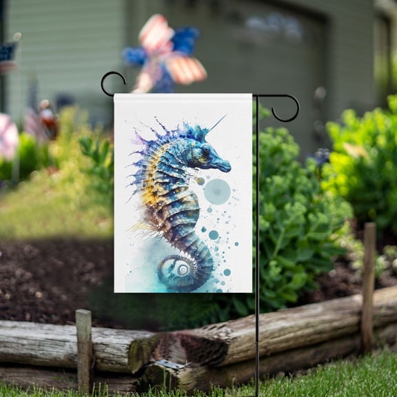 Hippocampus Blue Garden Flag Double Sided Outdoor Banners for Courtyard Outdoor Lawn Farmhouse Holiday Decorations