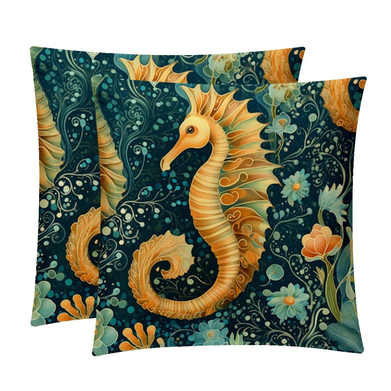 Hippocampus Covers with Unique Patterns, Set of 2 Decorative Throw