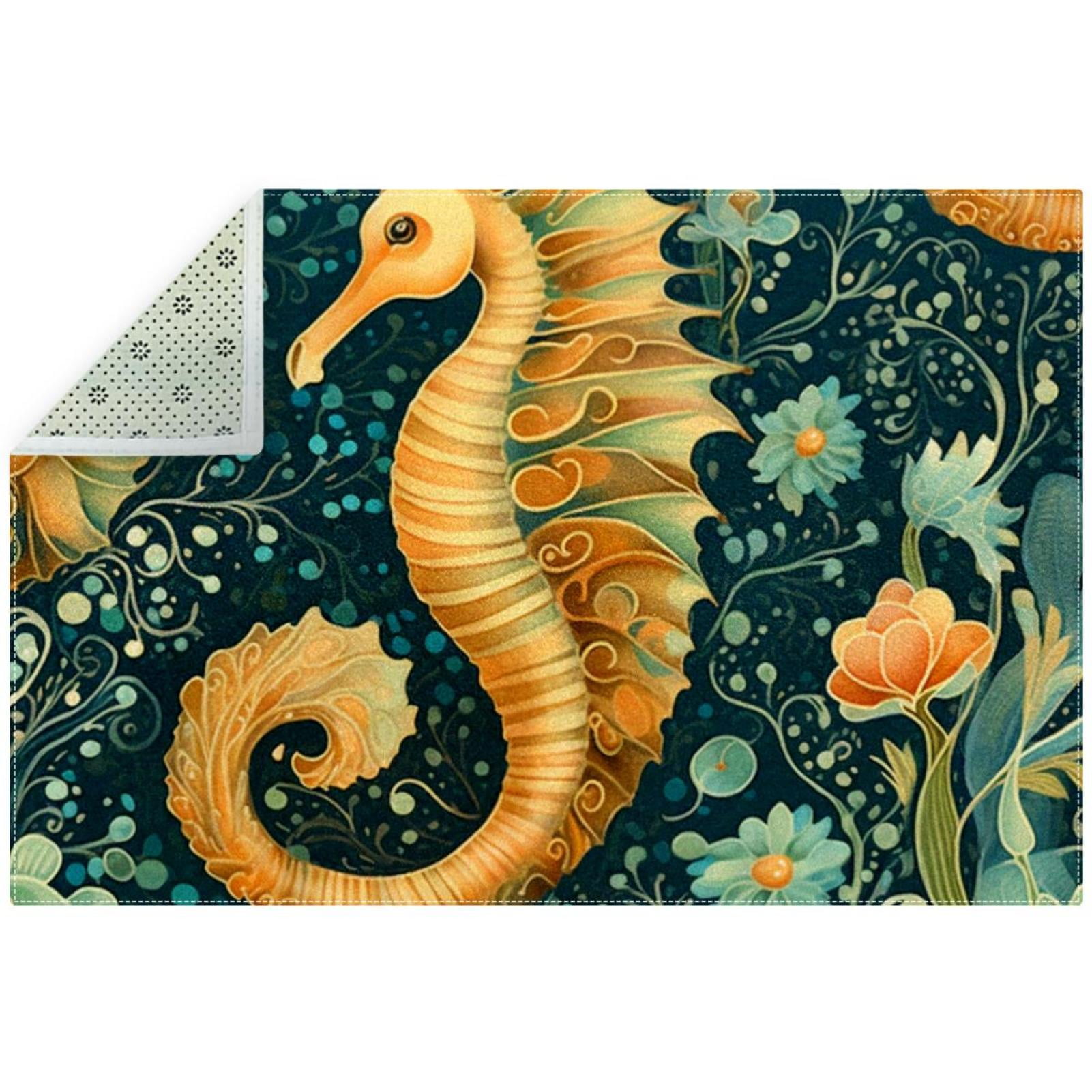 Hippocampus Elegant Polyester Floor Carpet for Home Decor Soft and
