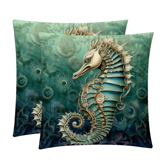 Hippocampus Inserts with Chair Pillow Covers - Set of 2, Unique Patterns, Various Sizes 16x16, 18x18, 20x20 Inches for Home Decor and Special Occasions