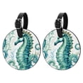 thumbnail image 1 of Hippocampus Set of 2pcs PU Leather Round Suitcase Tags with Privacy Cover and Name ID Tag - Ideal for Travel Luggage, Handbags, Backpacks, School Bags, 1 of 6