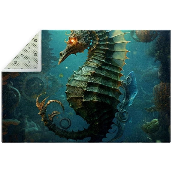 Hippocampus Soft Polyester Area Rug - Modern Floor Mat for Living Room, Bedroom, and Office Decor - Indoor Carpet for Home - 5x8 feet Grey Rug