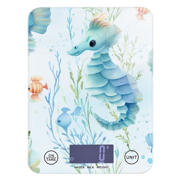 Hippocampus Waterweed Food Scale Digital Kitchen Scale Waterproof Tempered Glass Tare Function 11 lb for Baking Cooking Meal Prep