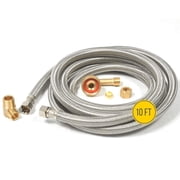 Dishwasher Water Hose Kit 10FT - Universal Fit to All Dishwasher Brands - Braided SS Dishwasher Water Supply Line - 3/8 Comp x 3/8 Elbow & All Fittings Included