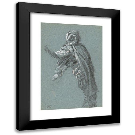 Hippolyte Lalaisse 11x14 Black Modern Framed Museum Art Print Titled - An Arab Rider on Camelback (C. 1840)