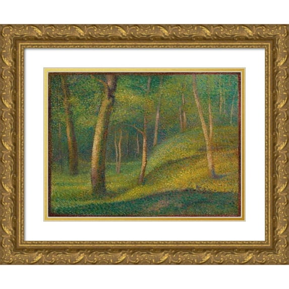 Hippolyte Petitjean 14x11 Gold Ornate Wood Frame and Double Matted Museum Art Print Titled - Undergrowth (1890)