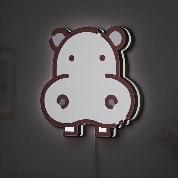 Hippopotamus LED Lightbox - Cute Cartoon Zoo Pet Decor, Custom Led Sign for Home Office Shop Decor (Width 8 inch, 20cm)