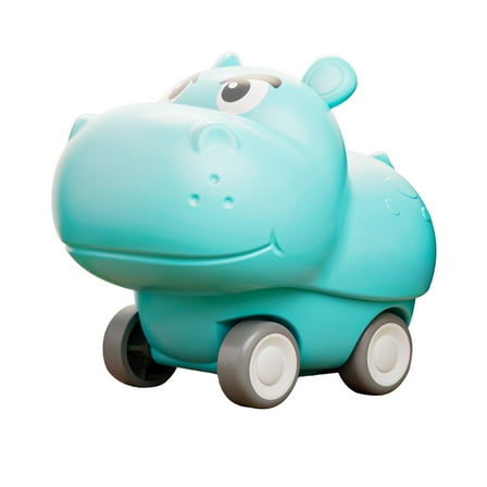 Hippopotamus-Shaped Plastic Car Toy for Indoor Outdoor Play - Easy Push Vehicle with Floral Side Detail