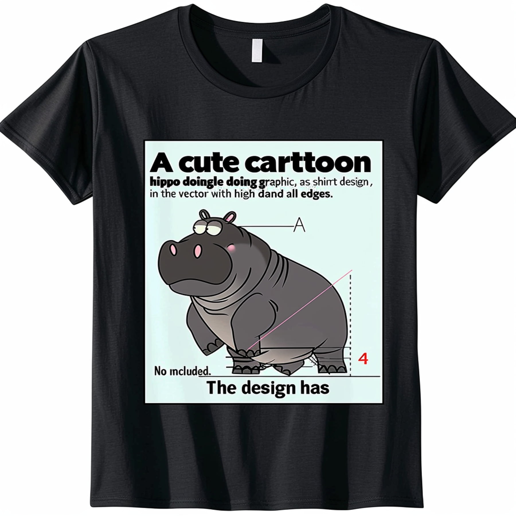 Hippotenuse Hippo Math Fun Triangle Vector Contour TShirt Design ...