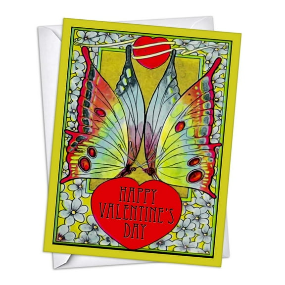 Hippy Butterfly Valentines/Galentines Day Greeting Cards | Big Large Jumbo Sized Single (8.5x11.25)