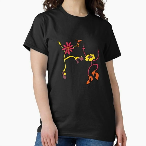 Hippy Dippy Flowers Retro Colorful Floral Cartoon Style Unisex T-Shirt, up to size 5XL