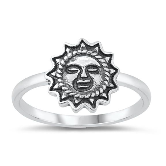 Hippy Gipsy Oxidized Sun Ring .925 Sterling Silver Band Jewelry Female Male Unisex Size 10