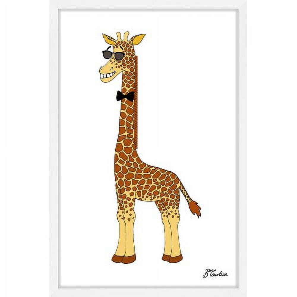 "Hippy Giraffe Tall" Framed Painting Print