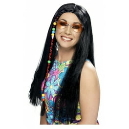 Hippy Party Wig Adult Black Hippy Party Wig Adult Black