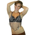 thumbnail image 1 of Hips Shakers Black Belly Dance Tribal Fringe Sequin Beaded Bra Top Coins Cabaret, 1 of 2