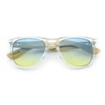 thumbnail image 1 of Hipster Bamboo Wood Arm Rectangle Clear Horn Rim Plastic Sunglasses Clear - Blue Yellow, 1 of 8