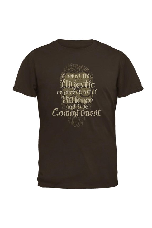 Hipster Beard Majestic Patience Commitment Mens T Shirt Brown MD
