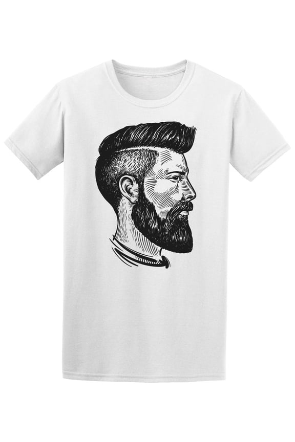 Hipster Bearded Man's Profile T-Shirt Men -Image by Shutterstock, Male XX-Large