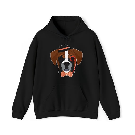 Hipster Boxer Dog Graphic Hoodie Sweatshirt, Sizes S-5XL