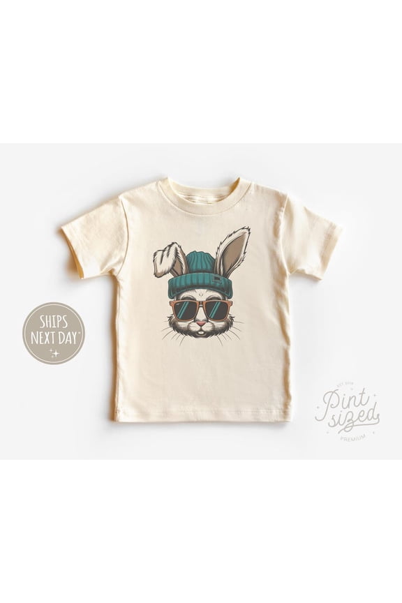 Hipster Bunny Toddler Raglan - Boys Easter Shirt - Hipster Natural Kids Tee, New Born, Baby Shower Gift, New Parents Gift