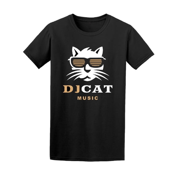 Hipster Cat Dj Music T-Shirt Men -Image by Shutterstock, Male Medium