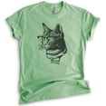thumbnail image 1 of Hipster Cat Shirt, Unisex Women's Men's Shirt, Cat Lover Shirt, Cat Glasses Tee, Nerdy Tee, Cat Mom Shirt, Heather Apple Green, XX-Large, 1 of 6