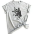 thumbnail image 1 of Hipster Cat Shirt, Unisex Women's Men's Shirt, Cat Lover Shirt, Cat Glasses Tee, Nerdy Tee, Cat Mom Shirt, Heather Ash, 3X-Large, 1 of 6