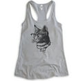 thumbnail image 1 of Hipster Cat Tank Top, Ladies Racerback Tank Top, Cat Lover Tank, Cat Glasses Tank, Nerd Tank, Cat Mom Tank, Heather Gray, Large, 1 of 3