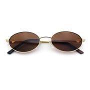 Hipster Classic Oval Hustler Metal Rim Retro Fashion Sunglasses Gold - Brown