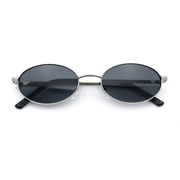 Hipster Classic Oval Hustler Metal Rim Retro Fashion Sunglasses Silver - Black