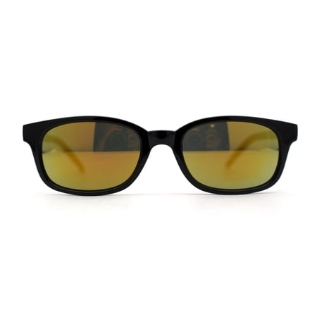 Hipster Color Mirror Narrow Rectangle Dad Shade Sunglasses Black Yellow Mirror