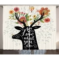 thumbnail image 1 of Ambesonne Hipster Curtains 2 Panel Set, Words Deer Elk Flowers, 108" x 63", Multicolor, 1 of 3
