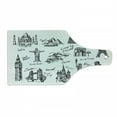 thumbnail image 1 of Hipster Cutting Board, Important Landmarks of World Pisa Colosseum Wall of China Places, Decorative Tempered Glass Cutting and Serving Board, Wine Bottle Shape, White and Black, by Ambesonne, 1 of 1
