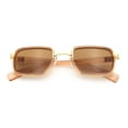 thumbnail image 1 of Hipster Dad Fashion Double Rim Narrow Rectangular Luxury Sunglasses Gold Peach - Brown, 1 of 7