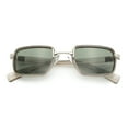 thumbnail image 1 of Hipster Dad Fashion Double Rim Narrow Rectangular Luxury Sunglasses Silver Slate - Green, 1 of 7