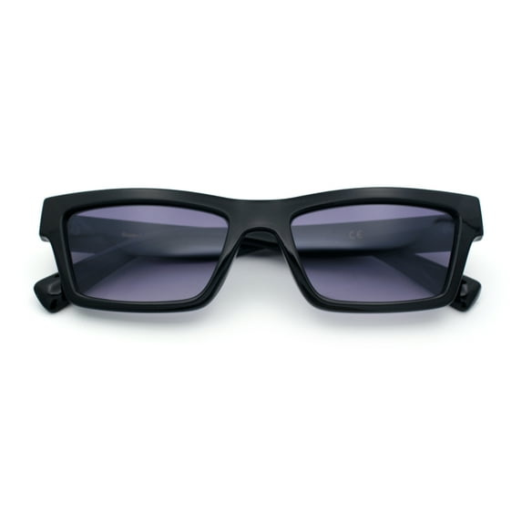 Hipster Dad Fashion Narrow Rectangle Thick Plastic Horn Rim Sunglasses Black - Purple