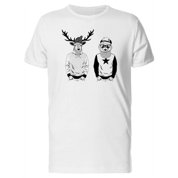 Hipster Deer And Panda Tee Men's -Image by Shutterstock
