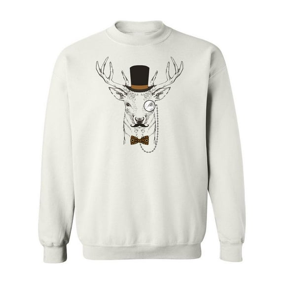 Hipster Deer Impression Sweatshirt Men -Image by Shutterstock, Male 4X-Large