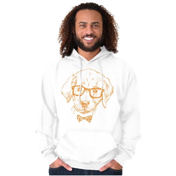 Hipster Dog Glasses Bowtie Lab Lovers Unisex Plus Fleece Graphic Hoodie Brisco Brands 2X