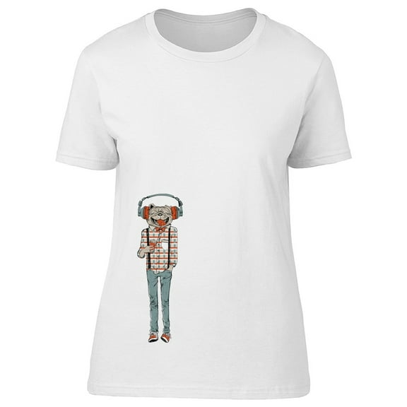 Hipster Dog Headphones T-Shirt Men -Image by Shutterstock, Male 3X-Large