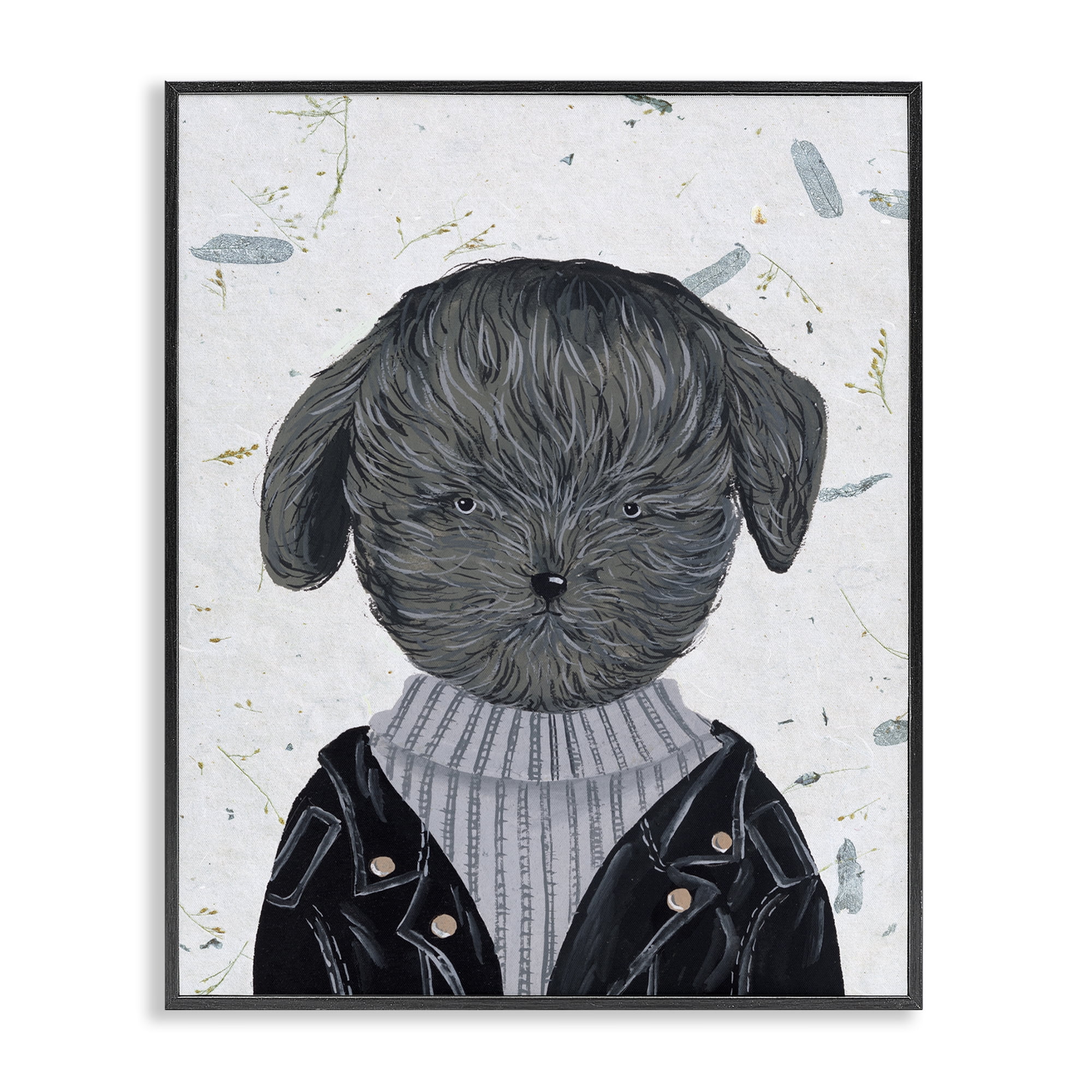 Hipster Dog Jacket Poodle Black Framed Giclee Art, 16 x 20, By Melissa Wang