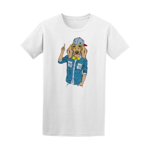 Hipster Dog Point Up Furry Art Tee Men's -Image by Shutterstock