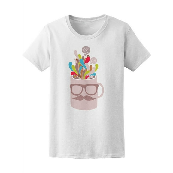 Hipster Doodle Cup With Mustache Tee Women's -Image by Shutterstock