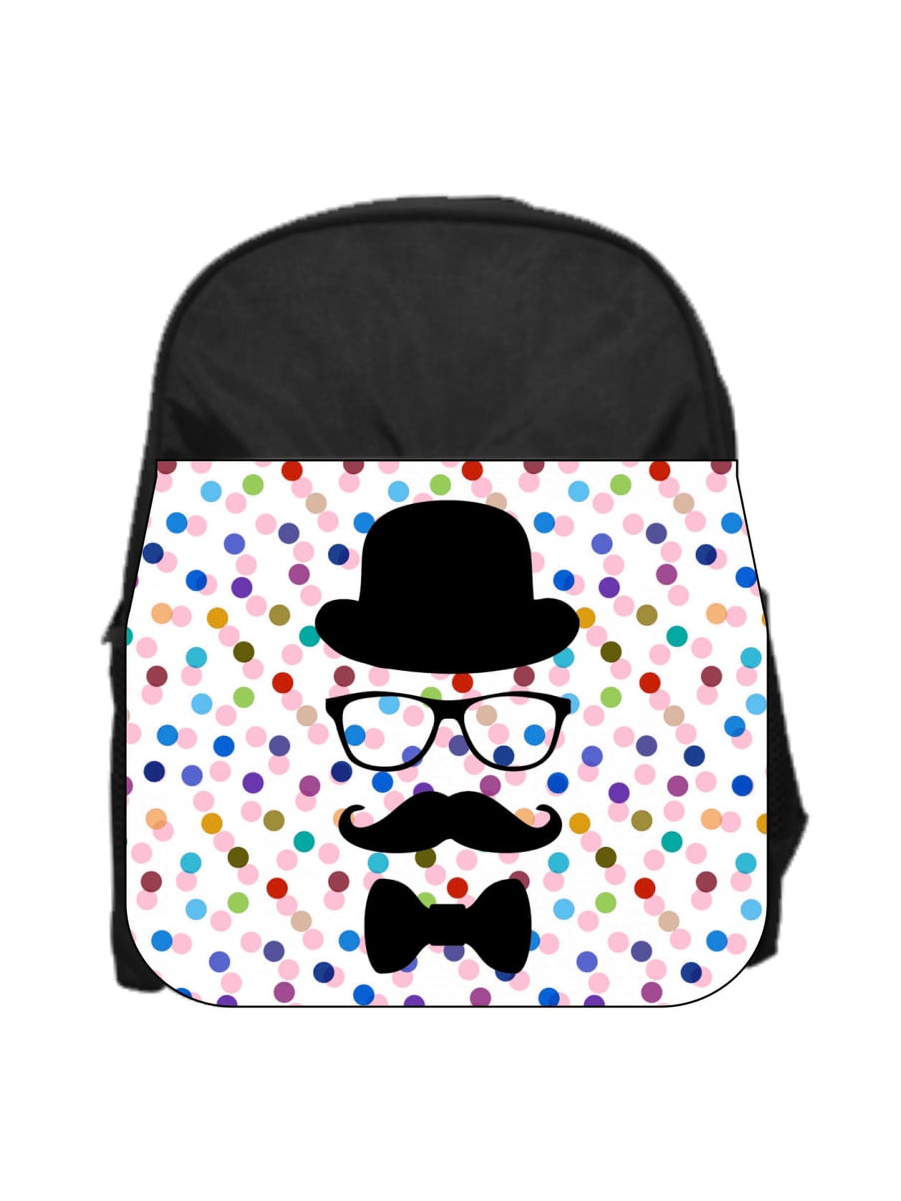 Hipster Elements on Polka Dots Pattern Print Design - 13" x 10" Black Preschool Toddler Children's Backpack - image 1 of 2