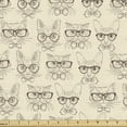 thumbnail image 1 of Ambesonne Hipster Fabric by the Yard Upholstery, Cats Neck Ties Glasses, 2 Yards, Beige and Chocolate, 1 of 4