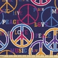 thumbnail image 1 of Ambesonne Hipster Fabric by the Yard Upholstery, Love Music Retro Peace Sign, 2 Yards, Multicolor, 1 of 5