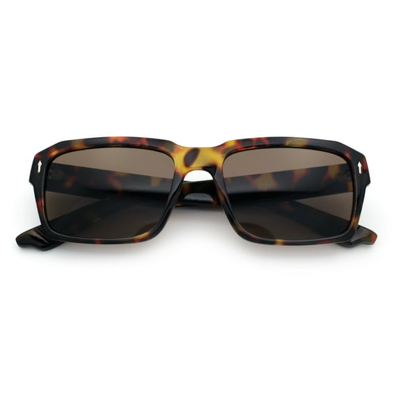Hipster Gentleman Rectangular Mens Retro Vintage Vibe Plastic Sunglasses Tortoise - Brown